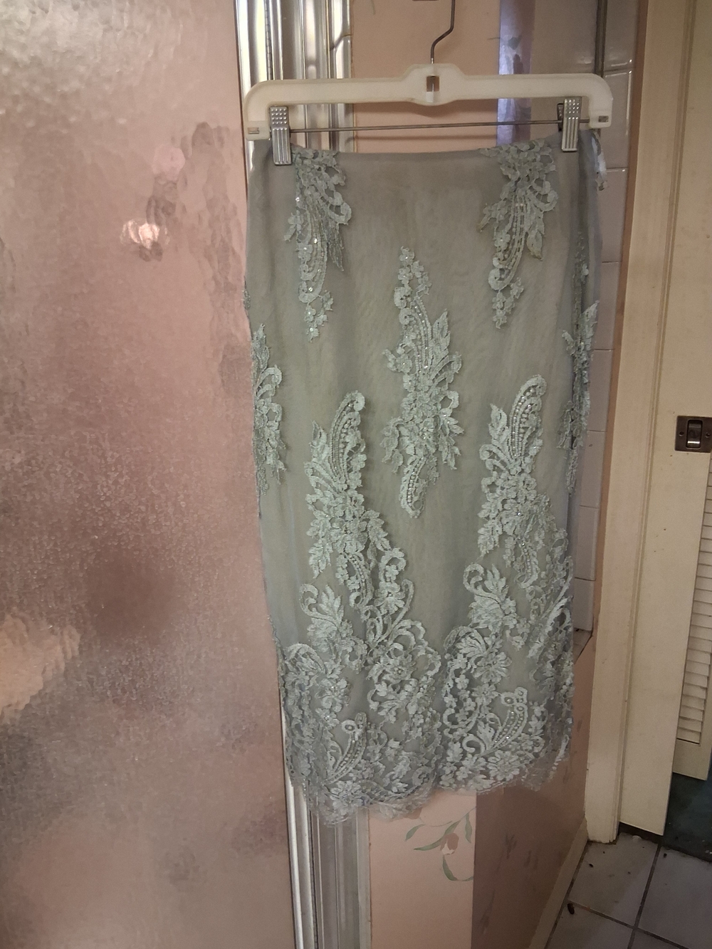 NWT Vintage Slate Blue Beaded Lace Evening Skirt Anne Klein Couture Size 4